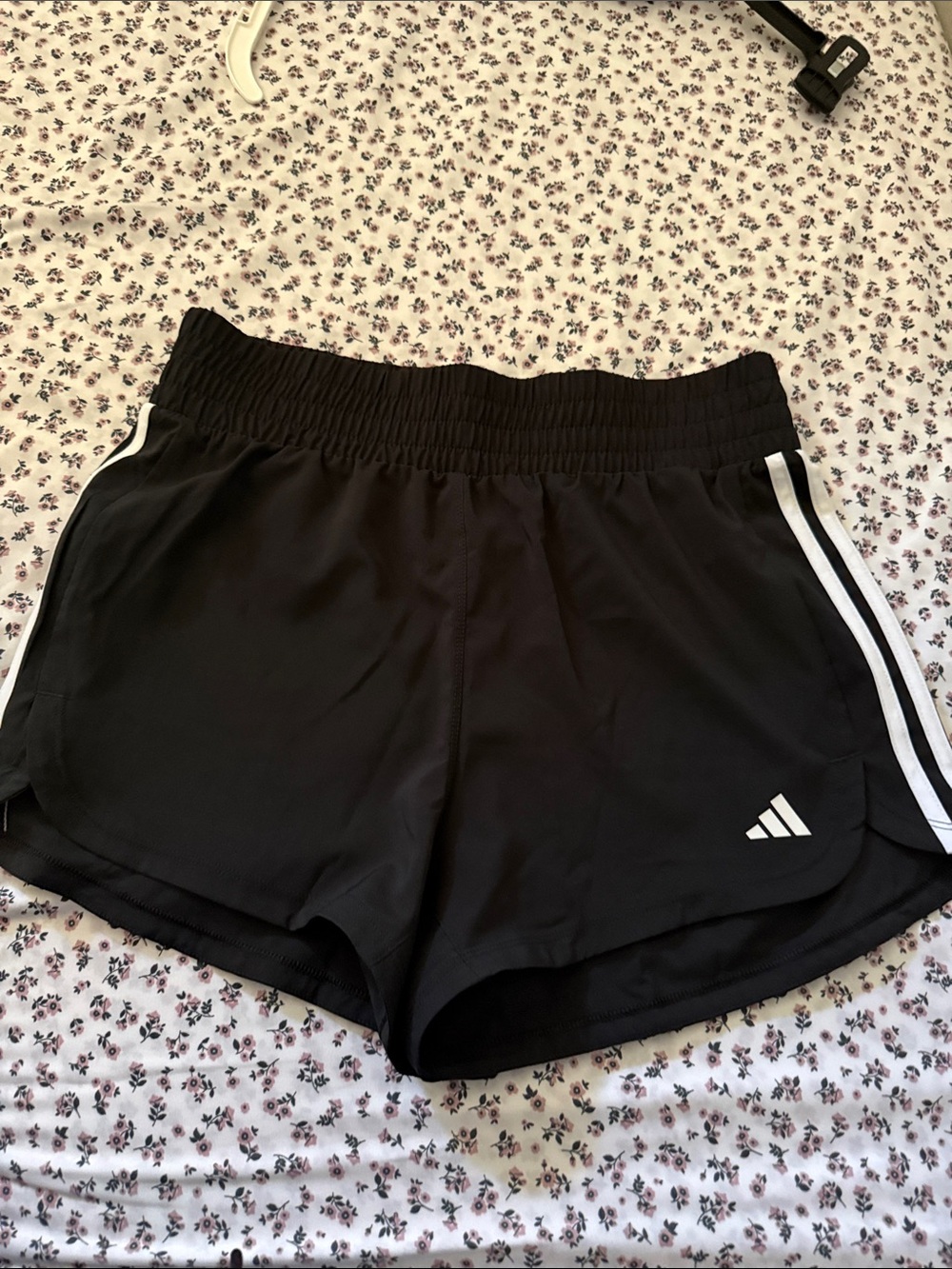 adidas Black Athletic Shorts with White Side Stripes